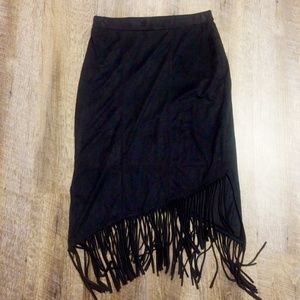 Suede Fringe Skirt